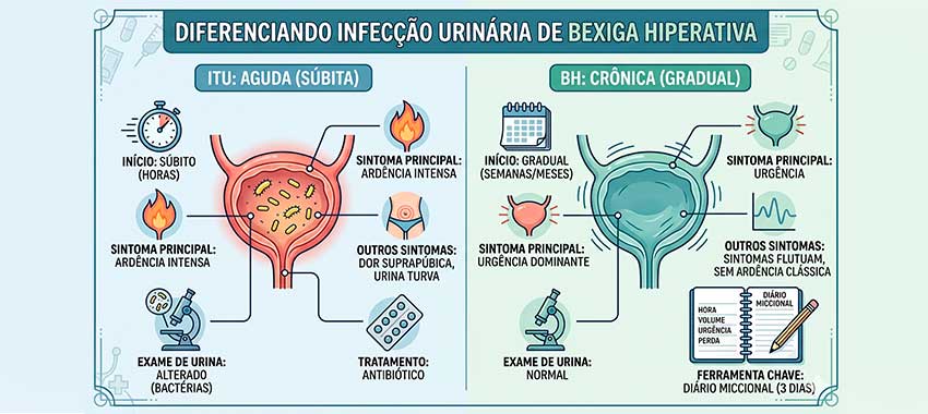 infeccao urinaria vs bexiga hiperativa