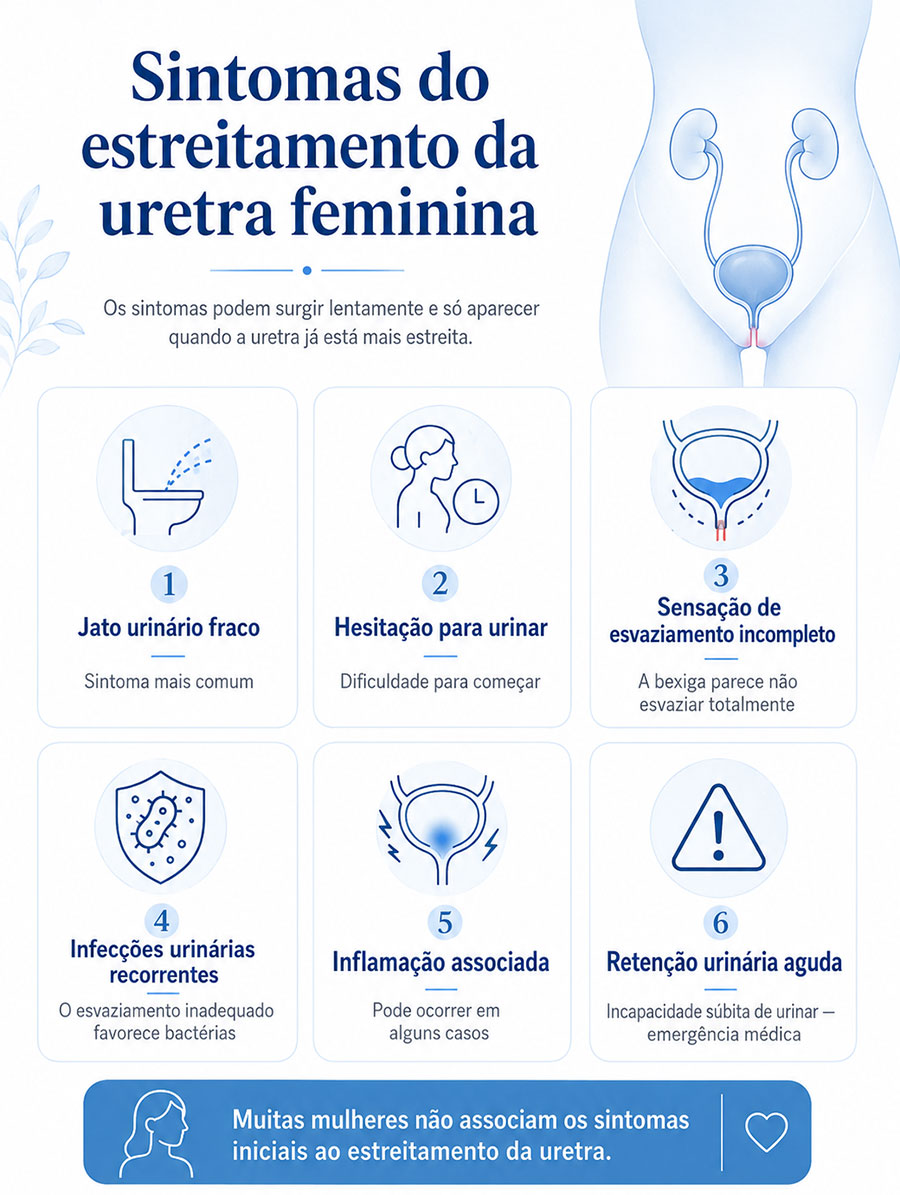 sintomas do estreitamento da uretra na mulher
